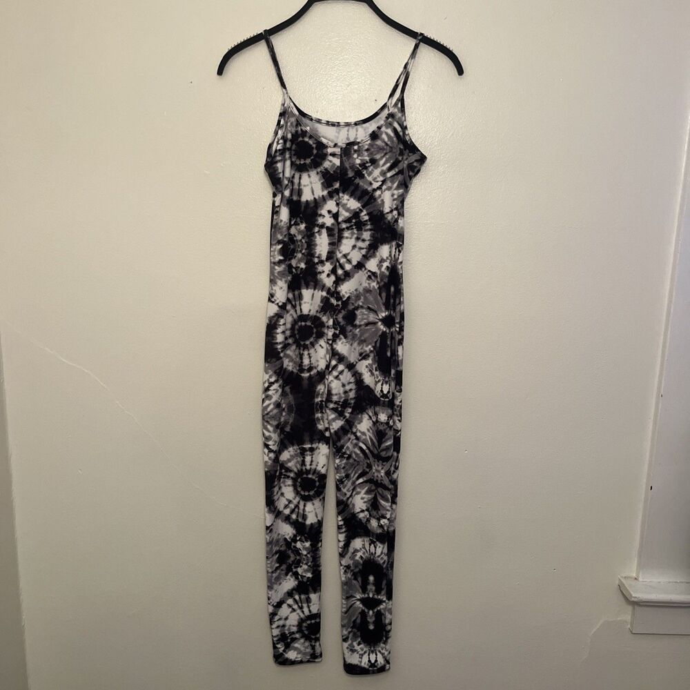 Roma Concept Grayscale Tie Dye Bodysuit Sleeveless Playsuit Boho Festival- Small